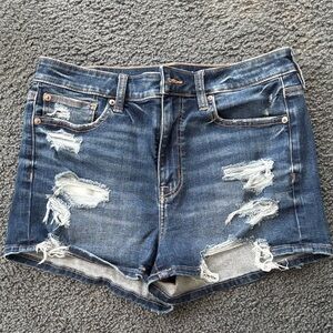 American Eagle Outfitters Blue Distressed Jean Shorts